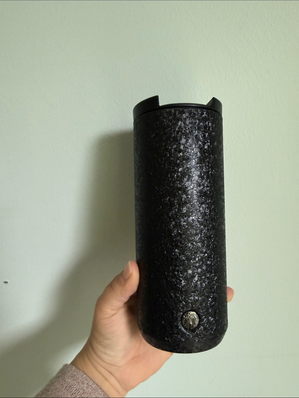 STARBUCKS cracked textured black ice travel tumbler cup 12oz
